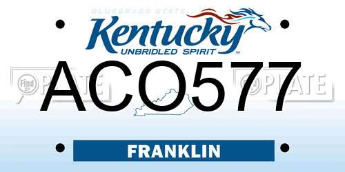ACO577 Kentucky License Plate