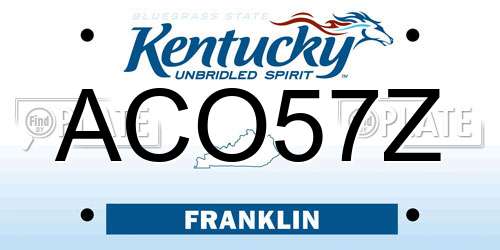 ACO57Z Kentucky License Plate