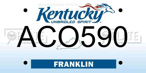 ACO590 Kentucky License Plate