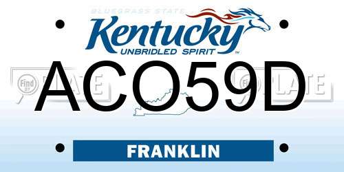 ACO59D Kentucky License Plate
