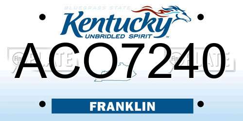 ACO7240 Kentucky License Plate