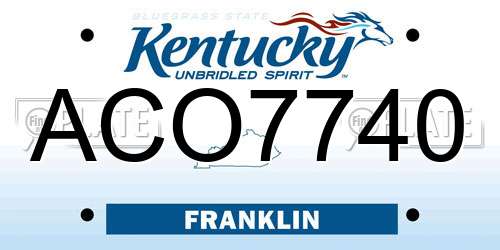 ACO7740 Kentucky License Plate
