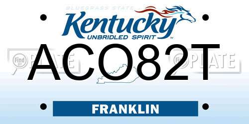 ACO82T Kentucky License Plate