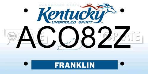 ACO82Z Kentucky License Plate