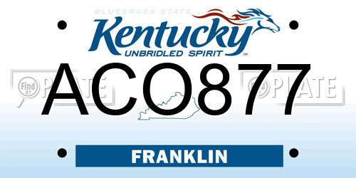 ACO877 Kentucky License Plate