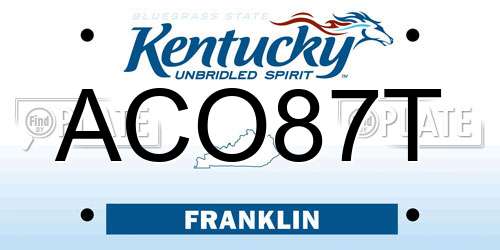 ACO87T Kentucky License Plate