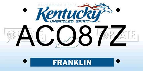 ACO87Z Kentucky License Plate