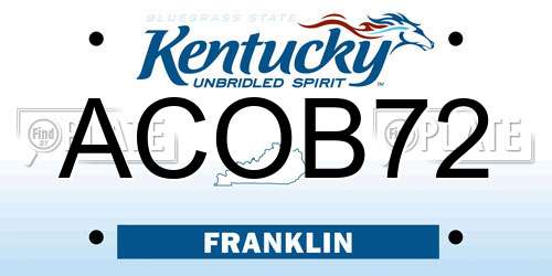 ACOB72 Kentucky License Plate