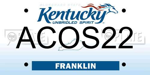 ACOS22 Kentucky License Plate