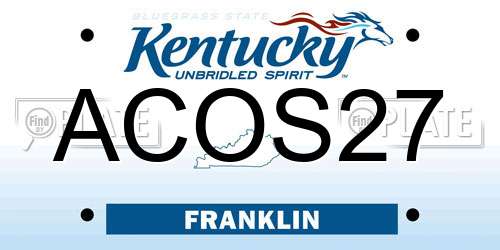ACOS27 Kentucky License Plate