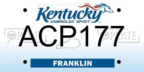 ACP177 Kentucky License Plate