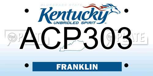 ACP303 Kentucky License Plate