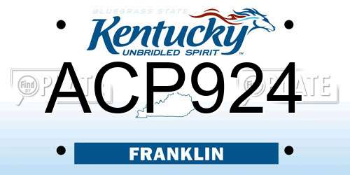 ACP924 Kentucky License Plate