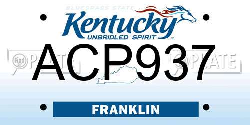ACP937 Kentucky License Plate