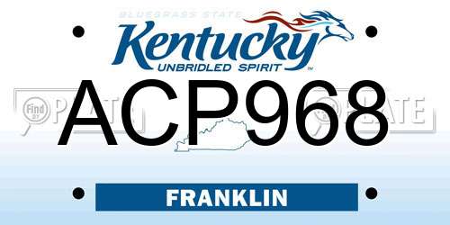ACP968 Kentucky License Plate