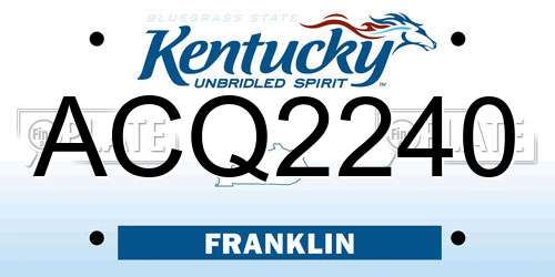 ACQ2240 Kentucky License Plate