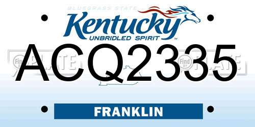 ACQ2335 Kentucky License Plate