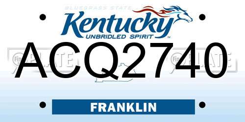 ACQ2740 Kentucky License Plate