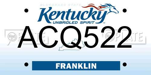 ACQ522 Kentucky License Plate