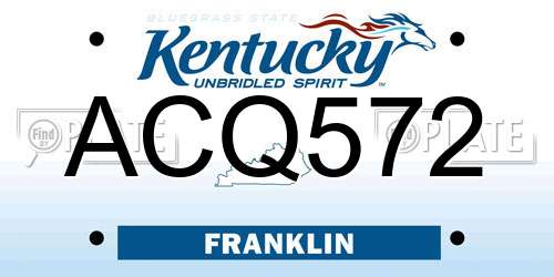 ACQ572 Kentucky License Plate