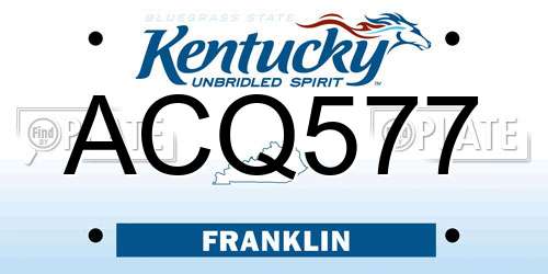 ACQ577 Kentucky License Plate