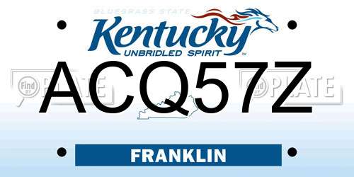 ACQ57Z Kentucky License Plate