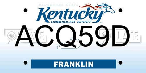 ACQ59D Kentucky License Plate