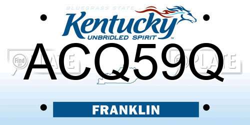 ACQ59Q Kentucky License Plate