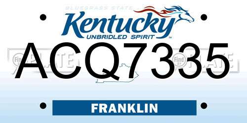 ACQ7335 Kentucky License Plate