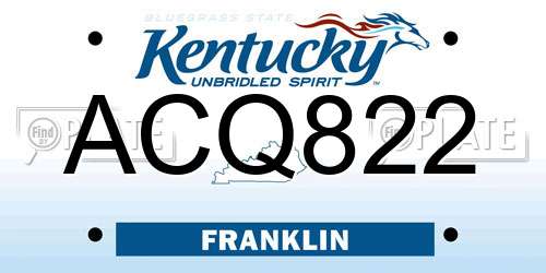 ACQ822 Kentucky License Plate