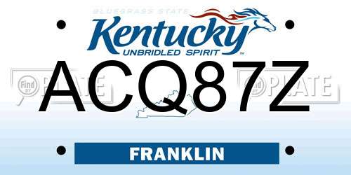 ACQ87Z Kentucky License Plate