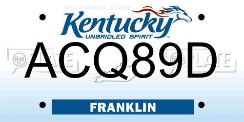 ACQ89D Kentucky License Plate