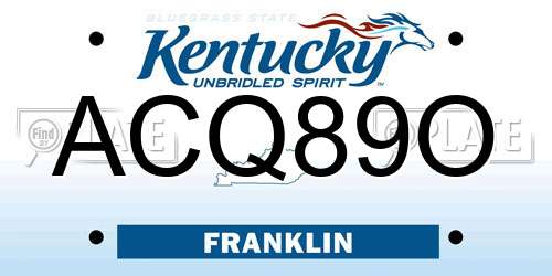 ACQ89O Kentucky License Plate