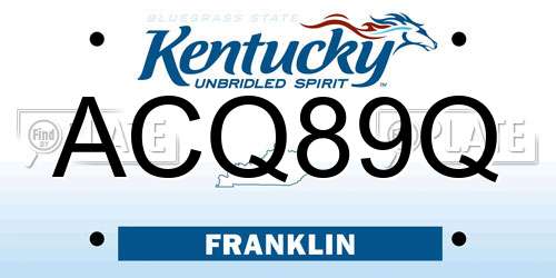 ACQ89Q Kentucky License Plate