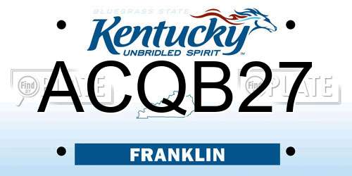 ACQB27 Kentucky License Plate