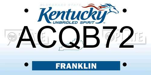 ACQB72 Kentucky License Plate
