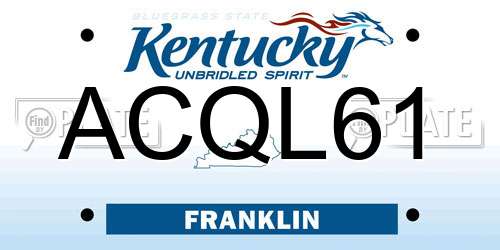 ACQL61 Kentucky License Plate