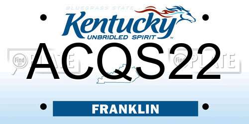 ACQS22 Kentucky License Plate