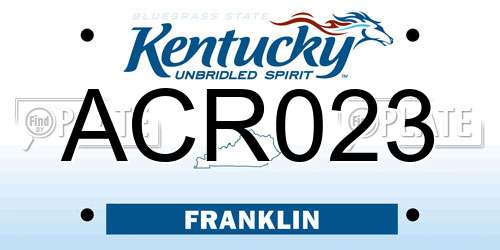 ACR023 Kentucky License Plate