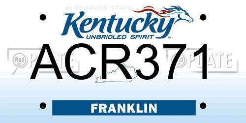 ACR371 Kentucky License Plate