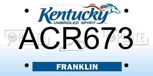 ACR673 Kentucky License Plate