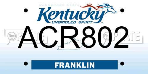 ACR802 Kentucky License Plate