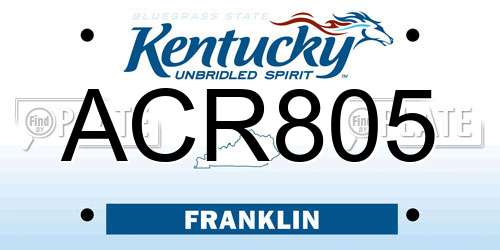 ACR805 Kentucky License Plate