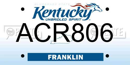 ACR806 Kentucky License Plate