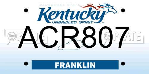 ACR807 Kentucky License Plate