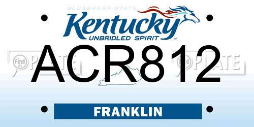 ACR812 Kentucky License Plate