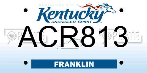 ACR813 Kentucky License Plate