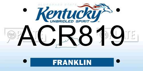 ACR819 Kentucky License Plate