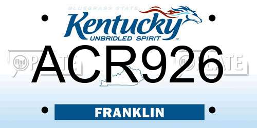 ACR926 Kentucky License Plate