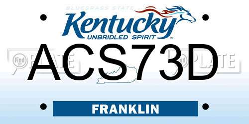 ACS73D Kentucky License Plate